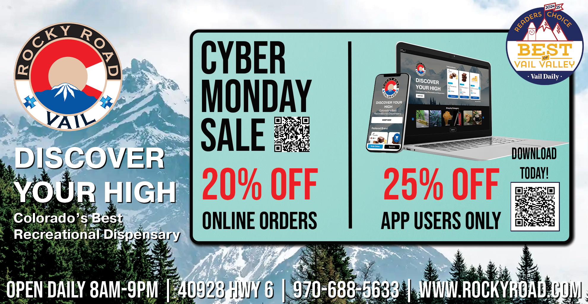 cyber monday 20% OFF online orders