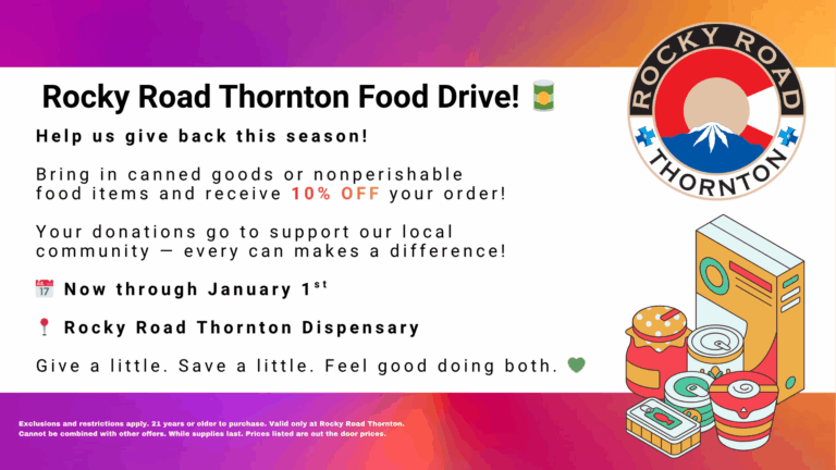 Rocky Road Thornton Food Drive, local dispensary near me