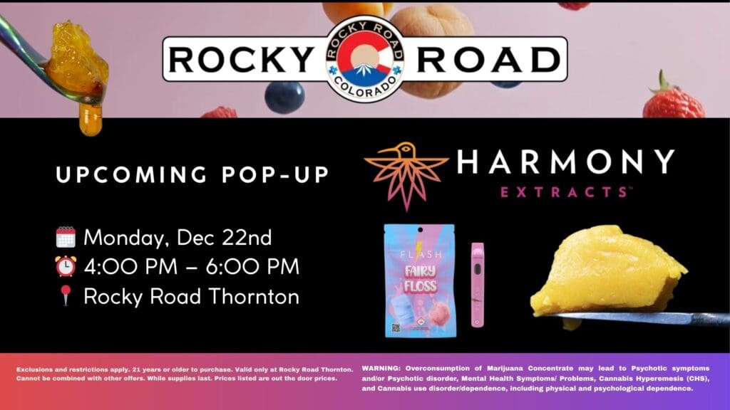 Harmony Pop-Up, Rocky Road Thornton, recreational dispensary near me