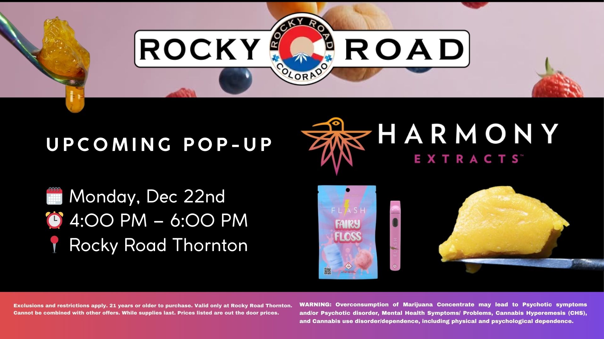 Harmony Pop-Up, Rocky Road Thornton, recreational dispensary near me