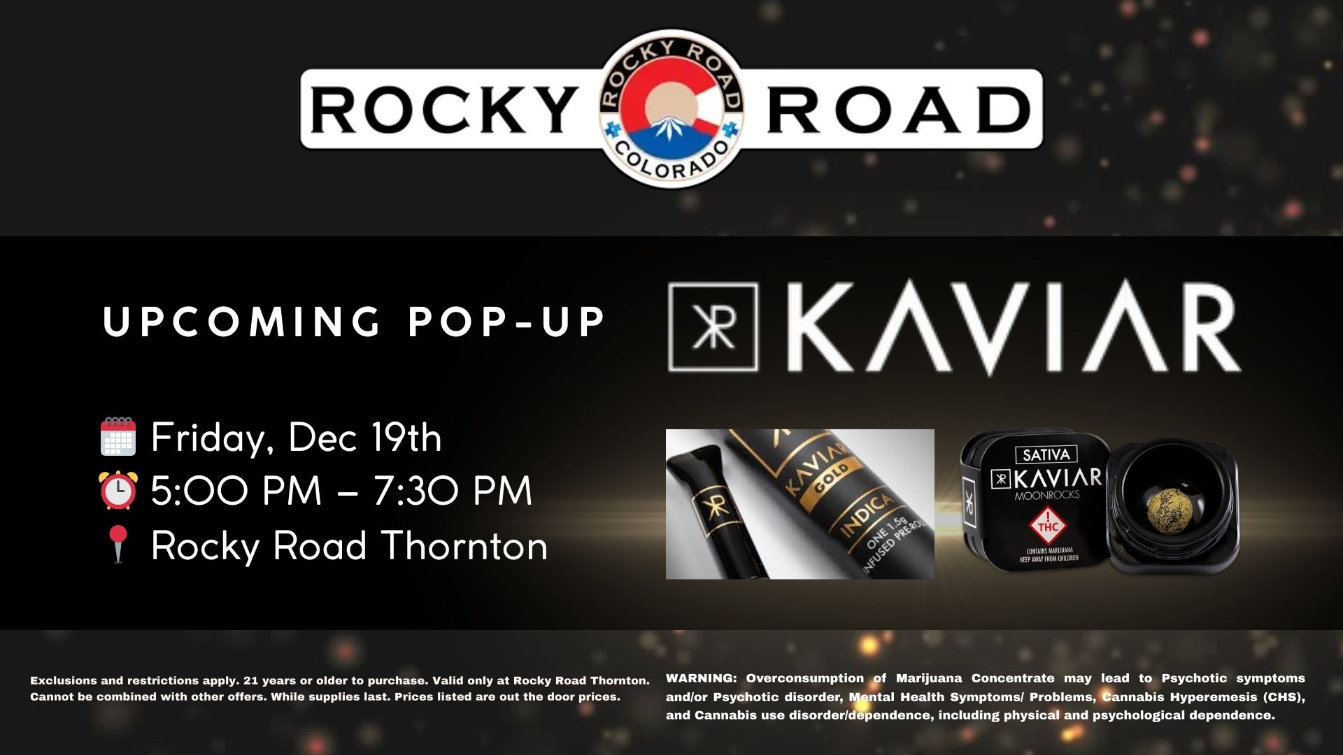 Kaviar Pop-Up, Rocky Road Thornton, Local recreational dispensary near me