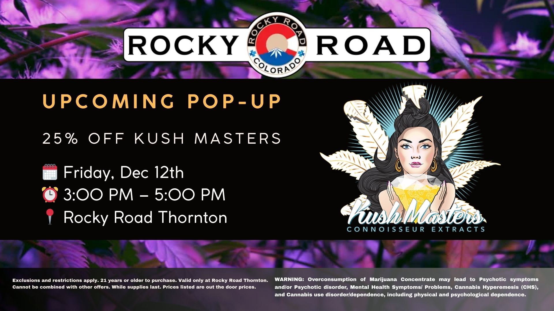 Kush Masters Pop-Up, Rocky Road, local recreational dispensary near me