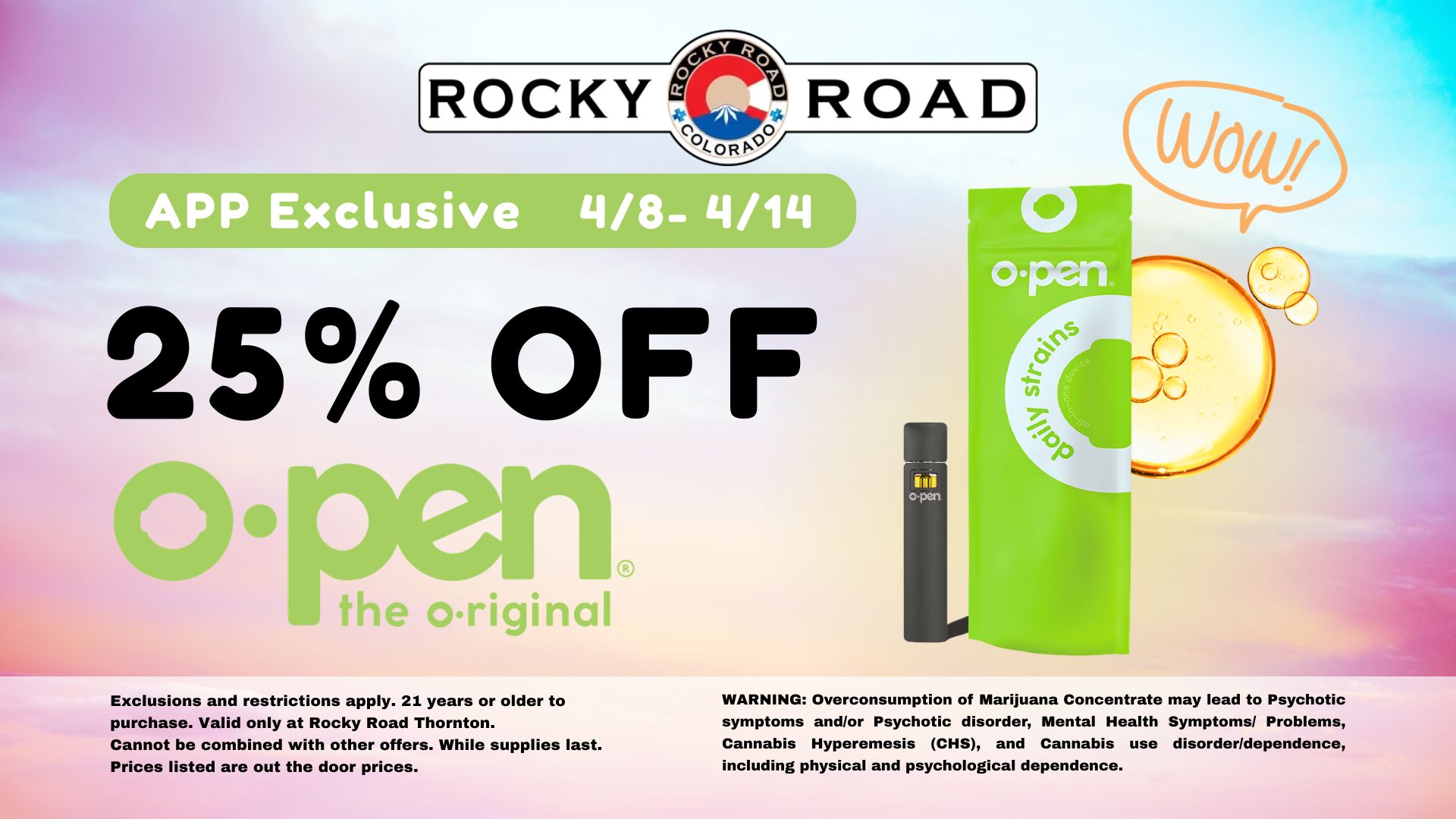 25% OFF O.pen App Exclusive from Rocky Road Thornton